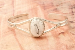 Genuine White Buffalo Turquoise Sterling Silver Bracelet